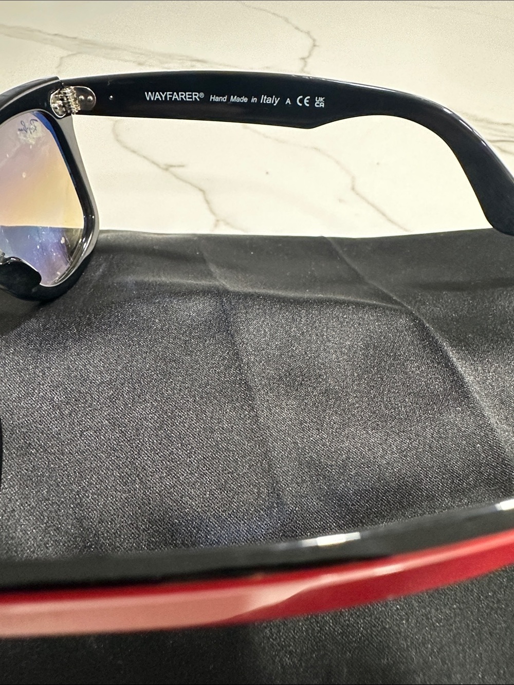 Ray-Ban Two-Tone Red and Black Wayfarer Sunglasses with Gradient Lenses - Picture 2 of 7